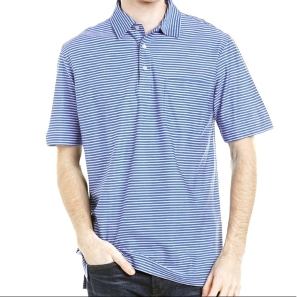 J. McLaughlin Polo Shirt Men’s Size XL Blue White Stripes - Picture 9 of 9